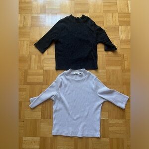 TWO quarter sleeve mock neck shirts